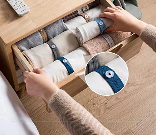 20Pcs Elastic Band with Buttonholes, Stretchable Connectable, Roll-up Clothes Storage Band, Adjustable Clothing Storage Strap with Button, Travel Luggage Space Saver, Drawer & Closet Organizer, Black - color: Black