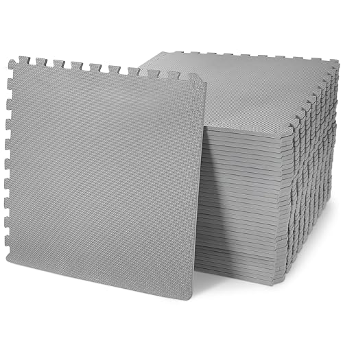 Elevon Puzzle Exercise Gym Flooring Mat, EVA Interlocking Foam Tiles Workout Mat for Home Gym, Fitness Equipment, MMA, Gymnastics, Shock-Absorbing Exercise Mat, Multi-Color - color: Grey, style: 1/2"Th, 36 Tiles (144 Sq Ft)