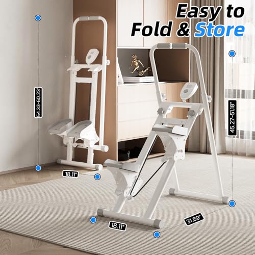 ZCMHAXJ Foldable Stair Stepper for Home, Adjustable Stair Climber with 4 Heights & 3 Angles, Compact Folding Vertical Stair Master for Exercise at Home for Full-Body Workout - color: White