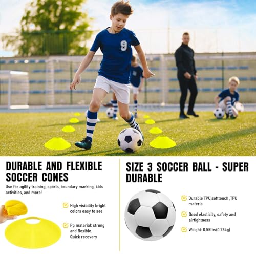 Soccer Goal, Kids Soccer Goals for Backyard Set, 2 Pack of Portable Pop Up Soccer Net with Soccer Ball, Cones, Complete Training Equipment for Youth, Toddler Outdoor Sports Games - color: Black Yellow, style: 4 ft x 3 ft