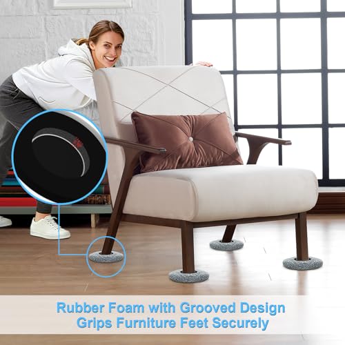 New Upgrade Furniture Sliders - Multi-Surface 3-in-1 Movers Sliders | Round Moving Pads with 8PCS 4.3" Carpet Sliders + 4PCS Hard Floor Socks + 1 Lifter - Protect Floor and Easily Move Furniture - size: 4.3in Round 8+4+1Pack