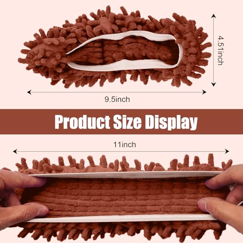 1 Pair Floor Cleaning Mop Slippers Set, Slip On Mopping Accessories for Indoor Household Floor Care and Daily Cleaning Tasks(Brown) - color: Brown