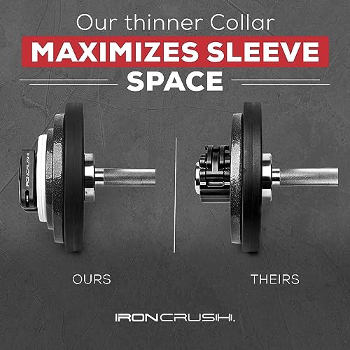Iron Crush Olympic Barbell Clips - Adjustable & Slim Gym Clamps for Maximum Weight Capacity - Quick Release Barbell Collar Bar Locks for Weight lifting Fitness Training (Red) - color: Red