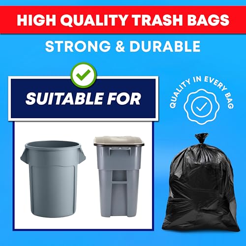 Tasker 95 Gallon Trash Bags Heavy Duty |180 Bags Bulk Pack| 95-96 Gallon, Extra Large XL Black Garbage Bags, Can Liners Fit 90-100 Gallon Cans, Outdoor Yard Waste, Commercial Industrial - size: 180 Count (Pack of 1)