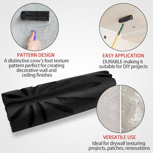 Crow's Foot Pattern Drywall Texture Roller, 9-inch, Paint Roller for Walls and Ceilings