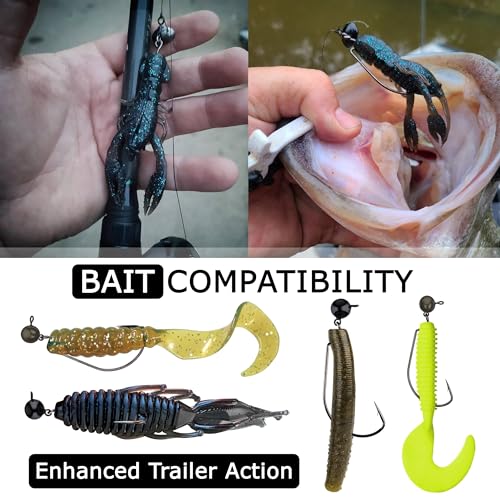 Reaction Tackle Tungsten Football Swing Jig Heads, Swinging Action Trigger Bait for Bass, Walleye and Pike, Crawfish Imitation Jig with Sharp Hooks (3-Pack) - color: Black, size: 3/8 Oz