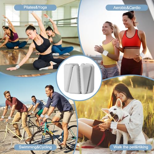 Wrist Weights, Adjustable Wrist Ankle Weights for Women, Wearable Arm & Leg Weights Set of 2(1 lb Each), Weighted Bangles for Walking, Yoga, Dance, Barre, Gym - color: Grey