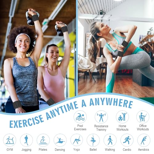 Wrist Weights, Adjustable Wrist Ankle Weights for Women, Wearable Arm & Leg Weights Set of 2(1 lb Each), Weighted Bangles for Walking, Yoga, Dance, Barre, Gym - color: Black