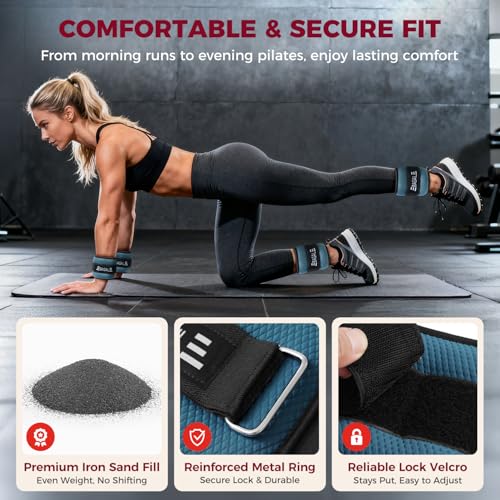 BAGAIL Ankle Wrist Weights for Women & Men, Set of 2 (Available in 0.5/1/2/3/4/5 lb Each), Wearable Leg Arm Weights with Sleek Design & Secure Fit for Walking, Running, Pilates, Home Fitness - color: Blue, size: 2 Lb Pair (1 Lb Each)