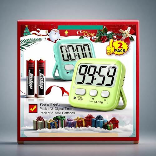 Antonki 2 Pack Digital Timer for Kids, Magnetic Countdown Kitchen Timers for Cooking, Egg, Classroom, Teacher, Exercise, Study, Oven - Battery Included - color: 2 * Amazing Macaron ( 98%+choice for Kids )