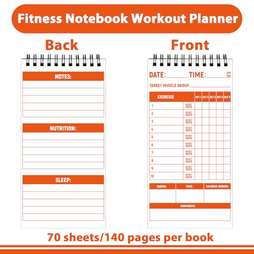 gisgfim 8 Pack Fitness & Workout Notebook Bulk Workout Log Fitness Journal for Men Women Exercise & Weight Training Notebook Planner Fitness Tracker Log for Bodybuilding 4 x 8 Inch 140 Pages/Pad