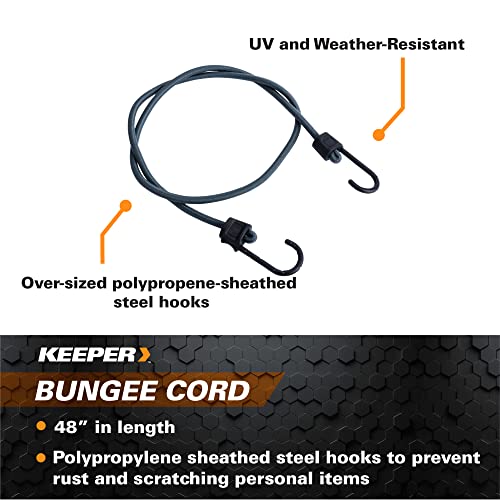 Keeper - 48” Bungee Cord with SST Hooks,UV and Weather-Resistant, 4 Count (Pack of 6) - size: 48" (Pack of 6)