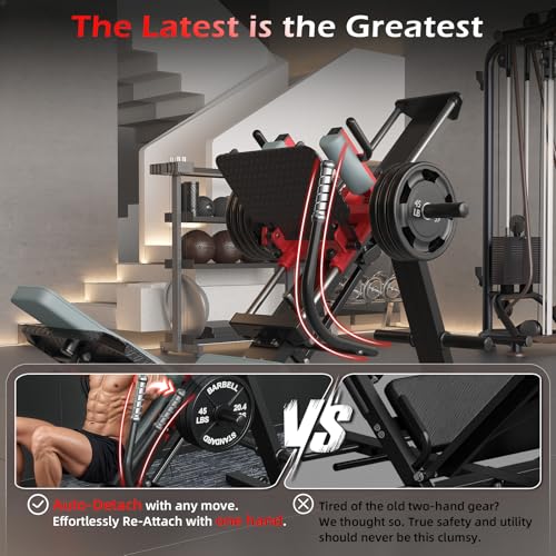 Hack Squat Leg Press Machine for Home Gym, 2-in-1 Adjustable Leg Exercise Workout Machine with Linear Bearing, Lower Body Workout Equipment with Weight Storage for Home