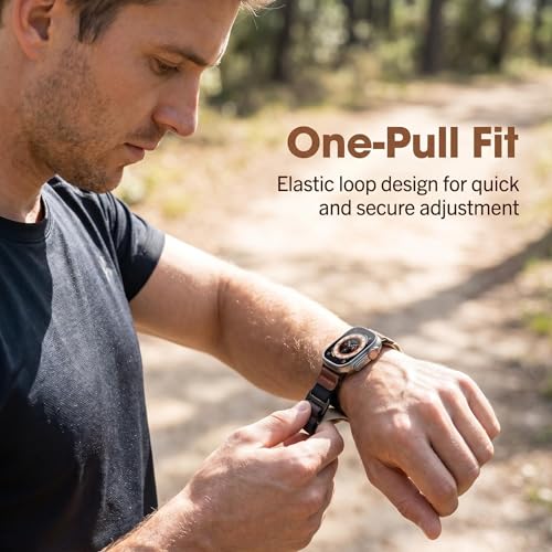 Alpine Loop Nylon Compatible with Apple Watch Ultra 3/2/1 Band 49mm Series 11/10/9/8/7/6/5/4/3/2/1/SE 46mm 45mm 44mm 42mm, Adjustable Soft Sport Strap with Leather Design for iWatch Men - color: Dark Gray