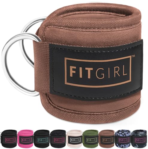 FITGIRL Ankle Strap for Cable Machine – Premium Padding and Comfort for Cable Exercise Machines, Cable Exercise Attachment for Home & Gym, Glute Workouts - Kickbacks, Leg Extensions, Hip Abductors - color: Cocoa Brown - Single