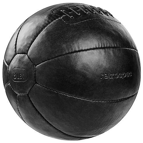 Core Weighted Medicine Ball 4, 6, 8, 10, 12, 14, 16, 20, 25, 30 lbs, Soft Touch Vegan Leather with Sturdy Grip for Strength Training, Recovery, Balance Exercises and Other Full-Body Workouts - color: Black, style: 6 lbs
