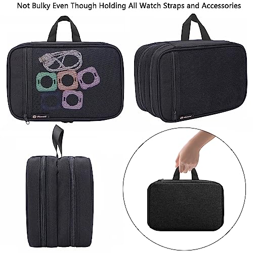 PACMAXI 84 Watch Bands Storage Carrying Case Compatible with Watches | Expandable Watch Band Holder Fit for Most Sizes of Watch Straps, Organizer for Watch Bands Accessories, Bag Only,Black - color: Black