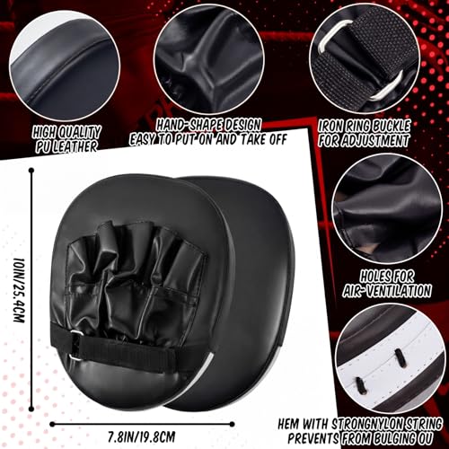 Poen 4 Pcs Taekwondo Kick Pads Set with Focus Mitts and Double Kick Paddle, Martial Arts Training Equipment for Kids Adults, Karate Kickboxing Punching and Kicking Practice Gear - color: Black