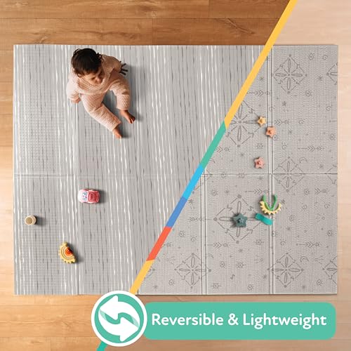 Nuby Reversible Baby Floor Mat, 77" x 58" - Foldable and Lightweight Infant Play Mat - Easy Storage and Travel - Graceful Gray - style: Graceful Gray