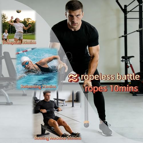 Adjustable Ropeless Battle Ropes for Home Gym,Portable Cordless Weighted Battle Rope Trainer with Resistance Levels,Storage Bag & Workout Guide for HIIT Cardio & Strength Training - color: Adjustable-black