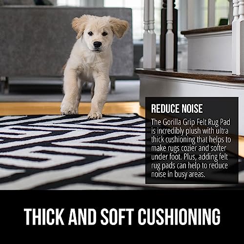 GORILLA GRIP Felt with Rubber Stay in Place Slip Resistant Rug Pad, 1/4 inch Thick, 6x9 FT Protective Padding Under Area Rugs, Cushioned Gripper Pads, Carpet Runners, Hardwood Floors Protection - size: 6' x 9' (Rectangular), style: 1/4" Thickness