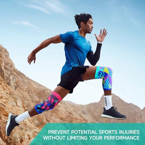 Sport Knee Brace for Women & Men - Knee Compression Sleeve for Running Knee Pain, Workout Sports Brace for dancing, Basketball, Fitness, Hiking (Geometric ＆ Wave, M, 2 Pack) - size: Medium, style: Geometric ＆ Wave