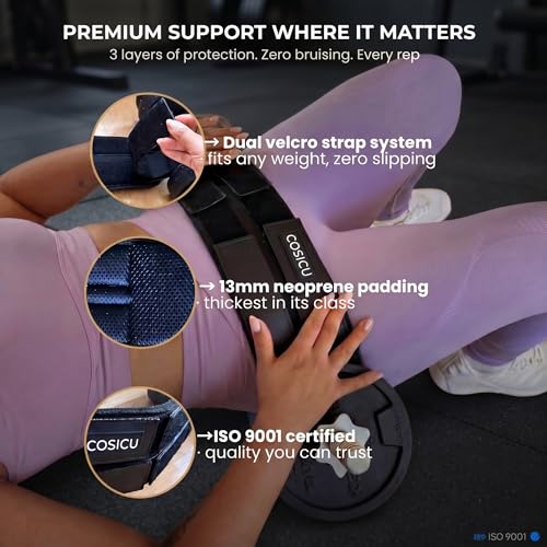 Hip Thrust Belt – 13mm Slip-Resistant Padding Dual Strap Booty Belt for Dumbbells and Kettlebells – Adjustable Weightlifting Pad for Glutes & Squats, Home Gym up to 400 LBS