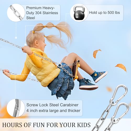 2 Pack 44in Hanging Swing Chain with 4 Carabiners, 660LB Capacity Hanging Kits Heavy Duty Hanging Chair Hardware for Hammock Swing Hanging Chair Punching Bags Sandbag Indoor Outdoor Yoga Gym (Silver) - color: Silver, size: 2 Pack 44 inch