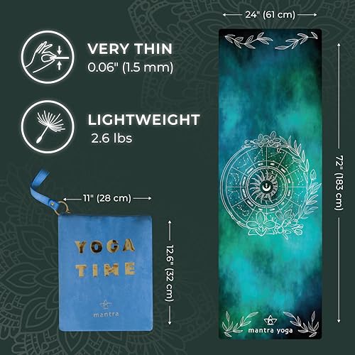 Mantra Yoga Travel PRO 1.5mm with Knee Pad - Foldable Fitness & Exercise Mat with Bag | Lightweight, Compact & Eco-Friendly | Non-Slip & Washable | For All Types of Yoga | 72" L x 24" W | 2.6 lbs - color: Terra