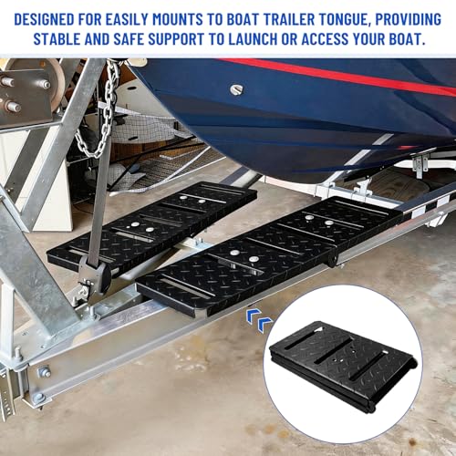 Boat Trailer Tongue Walkway Platform, Folding Design, Heavy Duty Steel Material, Boat Trailer Step Platform, Easy Bolt-On Installation