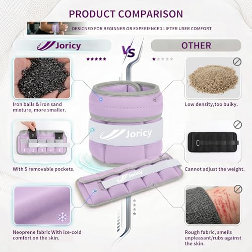 Adjustable Ankle Weights 1-3/4/5/6/8/10/20 LBS Pair with Removable Sandbags for Women & Men - color: light purple, size: 8lbs Pair (4lb Each Weight)