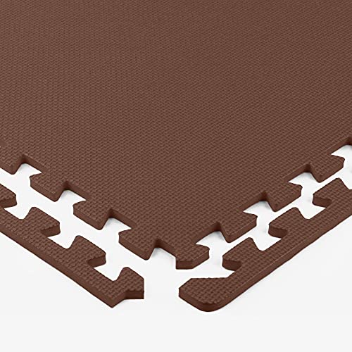 Flooring Inc's Puzzle Exercise Mats, EVA Foam Interlocking Floor Mats for Protective, Cushioned Workout Flooring for Home and Gym Equipment, Multiple Sizes & Colors - color: Brown, size: 1/2" Thick