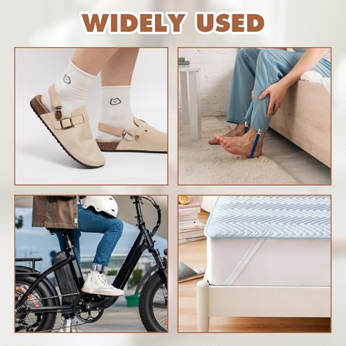 5 Pairs Adjustable Elastic Shoe Straps, Pant Stirrups Clips & Boot Clips, Removable Anti-Loose Heel Ankle Belts for Sandals, Mules, Clogs, Suede & Cork Platform Slippers