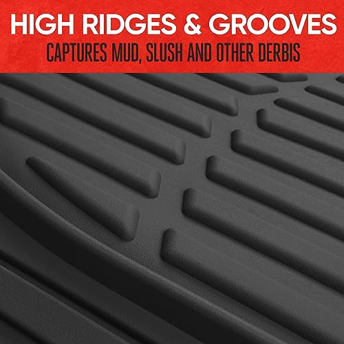 Motor Trend FlexTough Floor Mats for Cars, Black Deep Dish All-Weather Car Mats, Waterproof Trim-to Fit Automotive Floor Mats for Cars Trucks SUV, Universal Floor Liner Car Accessories - color: Black, style: Full Set