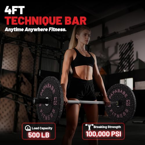 PAPABABE Olympic Barbell, 4ft/5ft/6ft/6.5ft Straight Barbell Womens Olympic Barbell for Strength Training and Technique Adjusting, 2 inch Olympic Bar with Moderate Knurling For Bench Press, Squats Curls Deadlifts Weightlifting - color: 4ft Straight Bar Si
