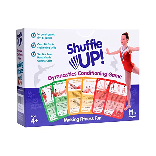 Shuffle Up Gymnastics Card Game - 70+ Fun Skill Cards, Gymnastic Gifts for Girls, Tumbling and Fitness Accessories, Indoor Home Gym Training Fundamentals and Strength - Gymnastics Equipment for Kids