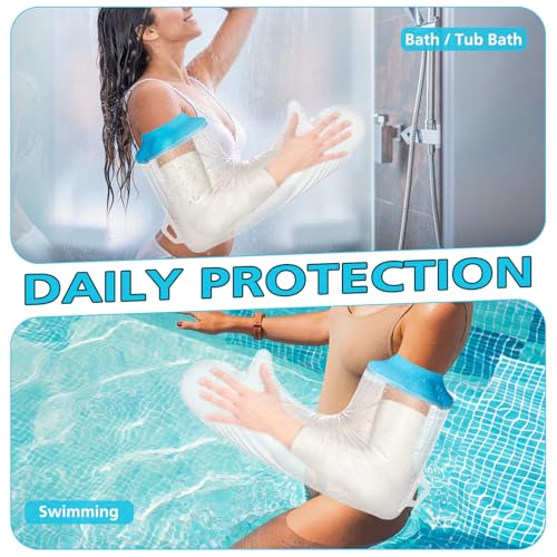 Asunby Waterproof Cast Covers for Shower Arm, Reusable Adult Long Arms Protector Bag after Surgery, Durable Showering Sleeve for Wound Hands/Wrist/Elbow/Finger, Recovery Supplies Gifts - size: Adult Arm-Long