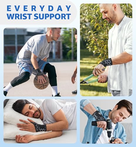 HiRui Upgraded 3D Knit Breathable Wrist Brace Wrist Wrap, Extended Length Adjustable Compression Strap, Elastic Support for Wrist Pain Relief, Carpal Tunnel, Sports, Gym & Daily Use (2, Black) - color: Black