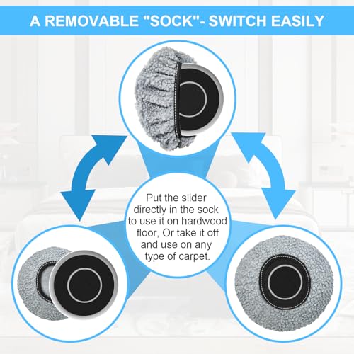 New Upgrade Furniture Sliders - Multi-Surface 3-in-1 Movers Sliders | Round Moving Pads with 8PCS 4.3" Carpet Sliders + 4PCS Hard Floor Socks + 1 Lifter - Protect Floor and Easily Move Furniture - size: 4.3in Round 8+4+1Pack