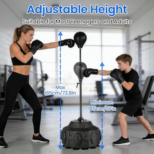 Boxing Reflex Bag, Punching Bag with Stand, 57-72.8 Inches Height Adjustable to Increase Speed, Reflex, and Stamina, Boxing Equipment for Training, Boxings Equipment, Stress Relief and Fitness