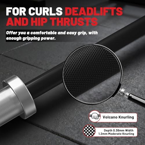 PAPABABE Olympic Barbell, 4ft/5ft/6ft/6.5ft Straight Barbell Womens Olympic Barbell for Strength Training and Technique Adjusting, 2 inch Olympic Bar with Moderate Knurling For Bench Press, Squats Curls Deadlifts Weightlifting - color: 5ft Straight Bar Bl