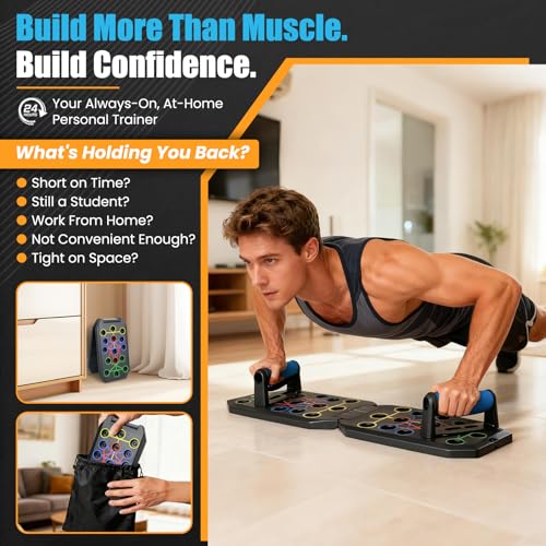 Portable Push Up Board - 20 in 1 Foldable Pushup Board Fitness | Push Up Bar at Home Gym - Strength Training Equipment for Men and Women
