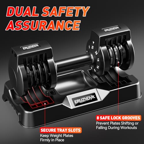 25/55lb Pair Adjustable Dumbbell Set, Adjustable Dumbbells Set of 2, 5 in 1/10 in 1 Free Weights Dumbbells Set with Anti-Slip Texture Handle, Weight Set For Home Gym Suit both Men and Women - color: Black 25LBS Pair