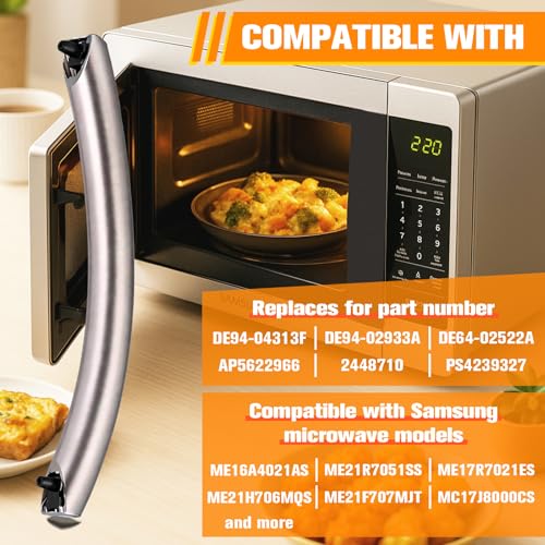 Upgrade ME16A4021AS Microwave Door Handle, DE94-04313F Assembly Handle Compatible with Samsung Microwave Handle ME16A4021AS, Alloy Material, with 2 Screws - style: ME16A4021AS