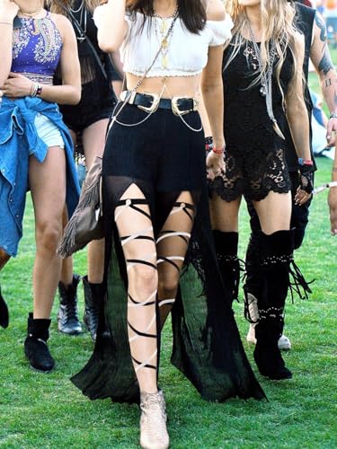 Rave Leg Wraps Elastic Garter Plus Size Leg Straps Music Festivals Outfits for Women - color: Black-white