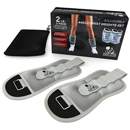 Ankle/Wrist Weights (1 Pair) for Women, Men and Kids - Fully Adjustable Weight for Arm, Hand & Leg - Best for Walking, Jogging, Gymnastics, Aerobics - 1 Year Warranty - size: 2.0 pounds (x2)