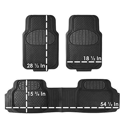 FH Group Automotive Floor Mats Climaproof for All Weather Protection Universal Fit Heavy Duty Rubber fits Most Cars, SUVs, and Trucks (Full Set Trim to Fit) Black - color: Black