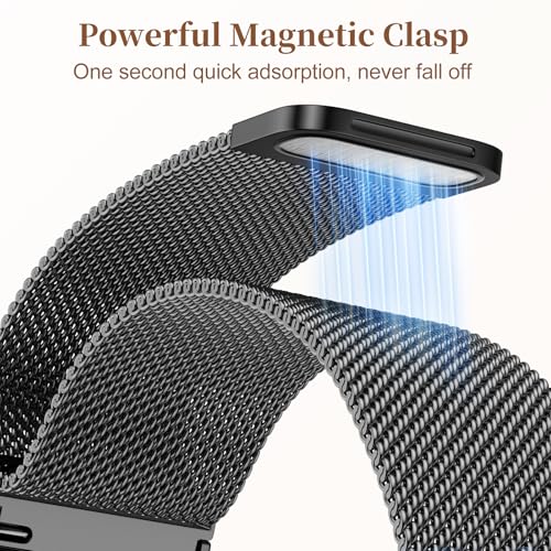 Getino Magnetic Metal Band Compatible with Galaxy Watch 7 Band 6 5 4 FE Active 2 40mm 44mm/Galaxy Watch 5 pro 45mm/Classic, Floral Dressy Milanese Strap for Samsung Watch Bands Women Stainless Steel - color: Black