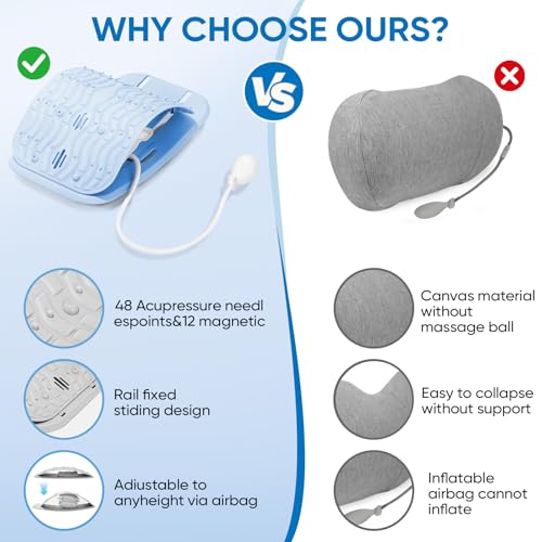 Ergonomic Lumbar Support Board, Lower Back Stretcher Adjustable Air Compression Mat Spinal Decompression Device, Back Stretcher for Lower Back Pain Relief,Ideal for Adults at Home or Work (blue) - color: blue