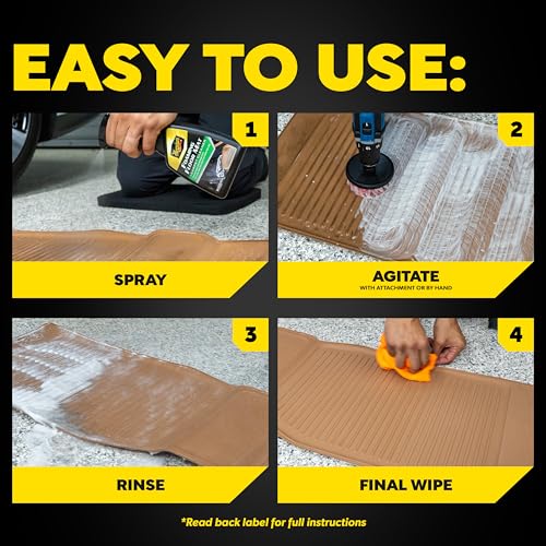 Meguiar's Foaming Floormat & Carpet Cleaner – Fabric, Floor Mat, All Weather Floor Mat & Carpet Cleaner Spray in One Product – Quickly and Effectively Remove Tough Stains, Dirt, and Grime, 16 oz